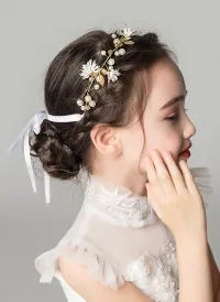 Golden Leaf Crystal Bokul Flower Headband